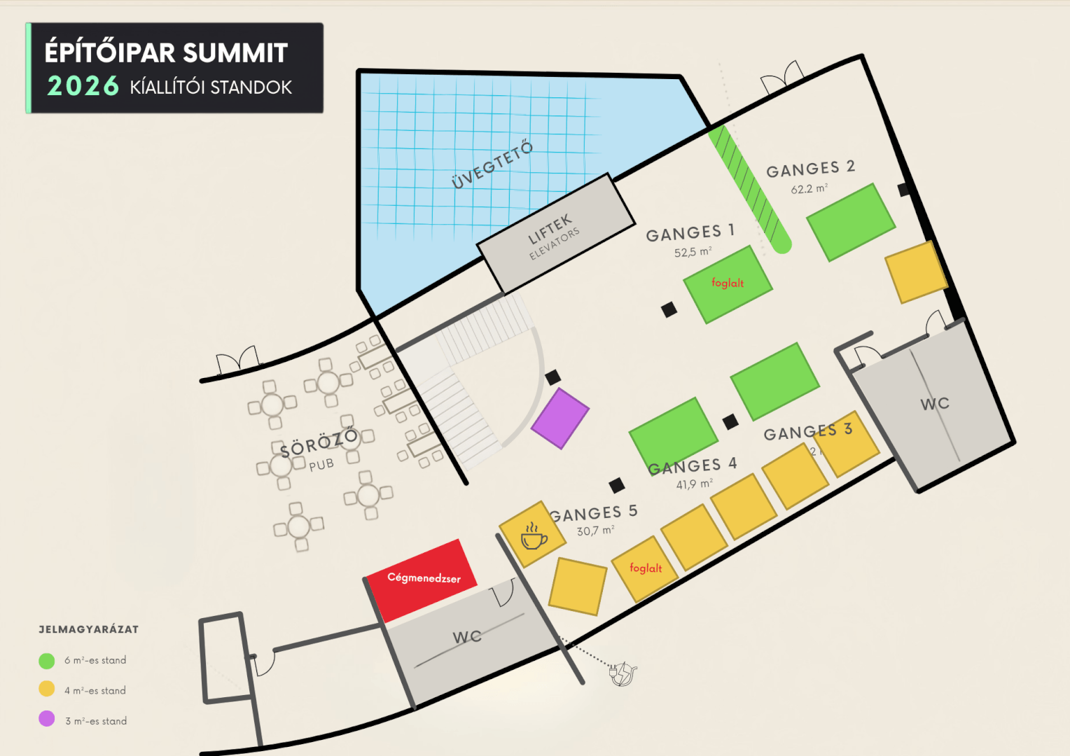 Építőipar Summit 2026 – kiállítói standok alaprajza